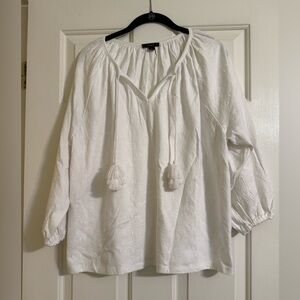 J. Crew Peasant style cotton eyelet blouse